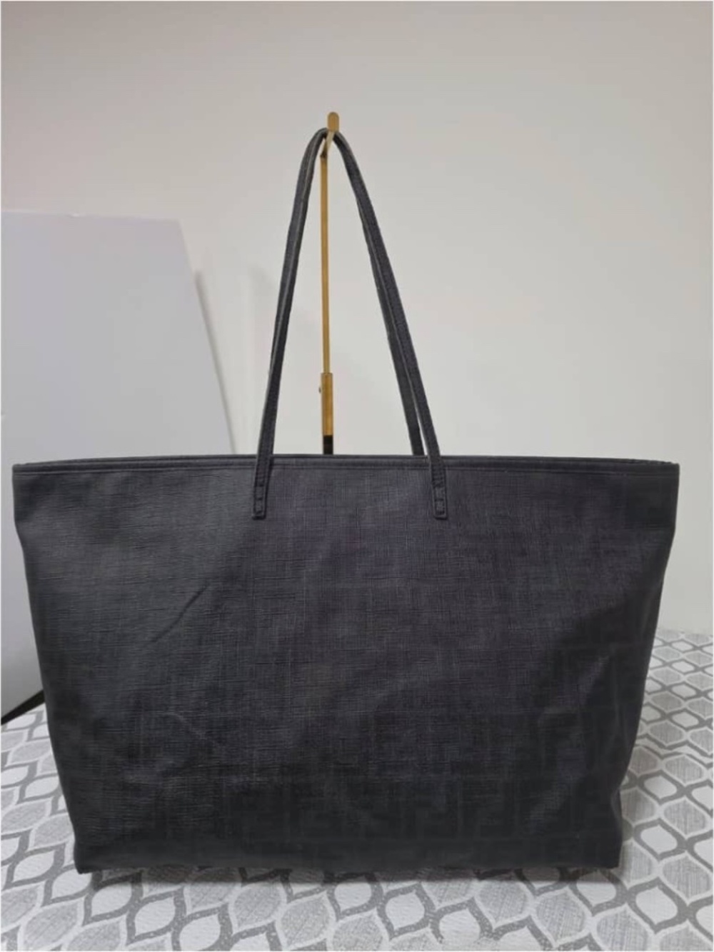 Authentic Fendi Zucca FF Roll Tote X large Black
